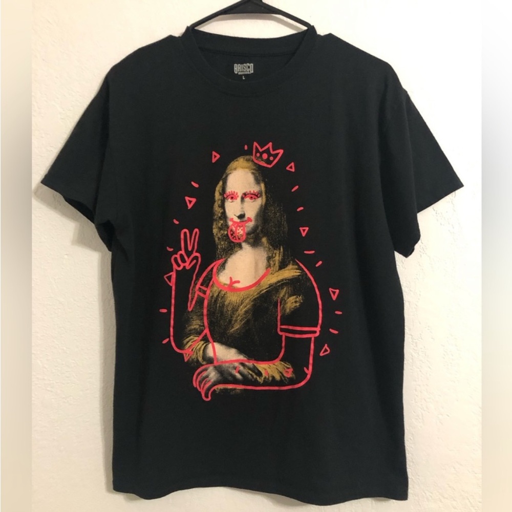 Brisco Graffiti Mona Lisa Large Black T-shirt